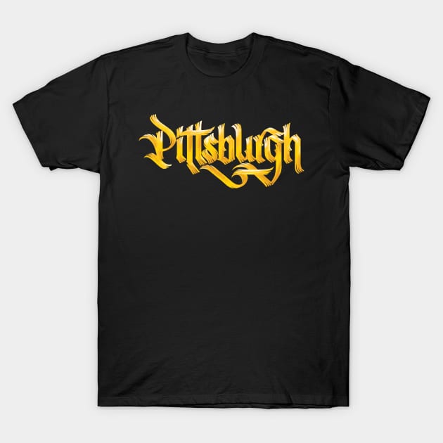 Pittsburgh Calligraphy T-Shirt by polliadesign